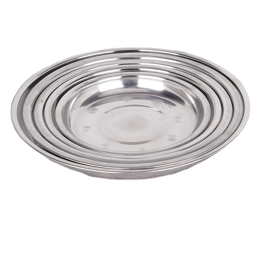 Manufacturer Stainless Steel Round Plate Round Plate with Magnetic Non-Magnetic Deep and Shallow Round Plate Vegetable Plate Peanut Plate Barbecue Plate Flat Plate