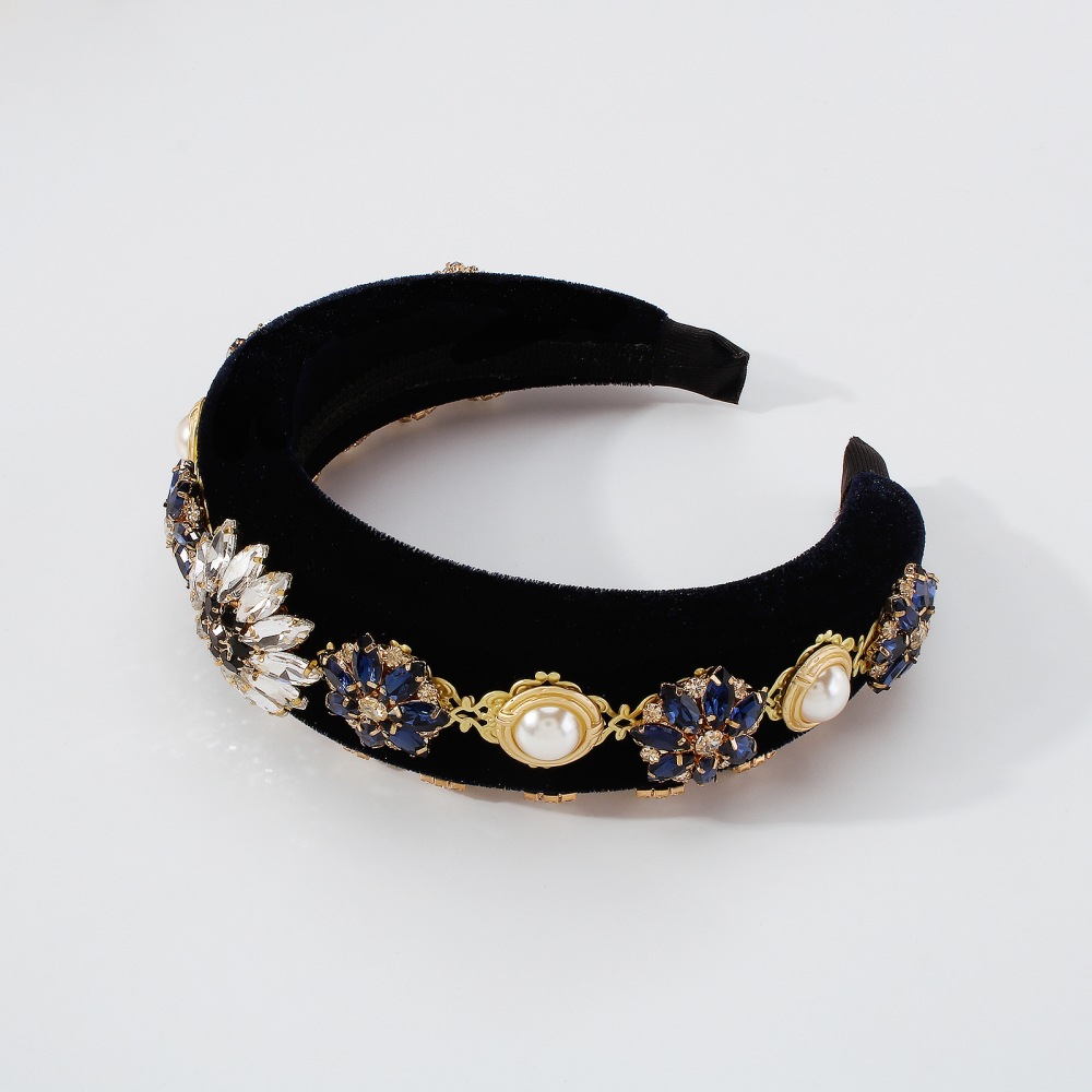 Baroque Palace Style Exaggerated Thick Sponge Headband Full Of Diamond Flower Hair Accessories display picture 5