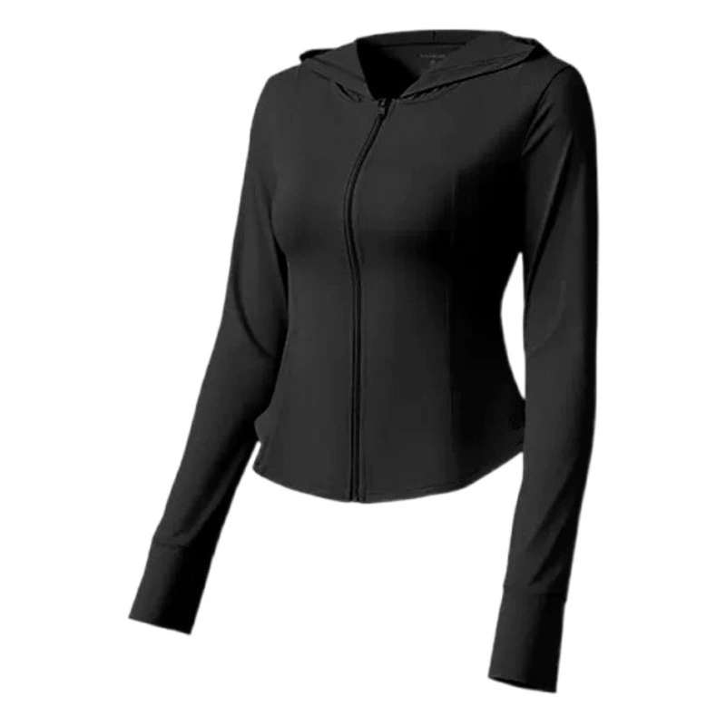 Женская летняя солнцезащитная одежда с капюшоном и воротником-стойкой в стиле йоги, из оригинальной пряжи, приталенного кроя, из ледяного шелка, прохладная и дышащая, с защитой от ультрафиолета, солнцезащитная.