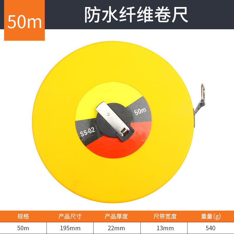 Cinta métrica de fibra genuina para mediciones de ingeniería, cinta impermeable de 20 metros para obra, cinta métrica resistente al desgaste de 50m, cinta métrica de 100m al por mayor.