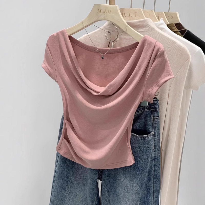 Trendy and Unique Design, Slim-Fit, Elastic Short-Sleeve T-Shirt for Women, Summer 2026 New Style, Short Top for Hot Girls