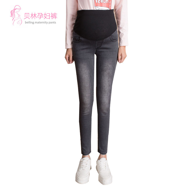 2019 Times Yunlin Spring and Autumn Pregnant Women's Jeans Fashion Trend Abdominal Tapered Jeans Pregnant Women's Pants Made in Shaxi
