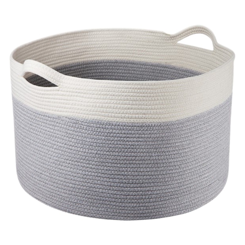 Nuevo en stock de dos colores costura de algodón plegable cuerda cesta ropa misceláneas juguetes portátil cesta tejida cesta de almacenamiento