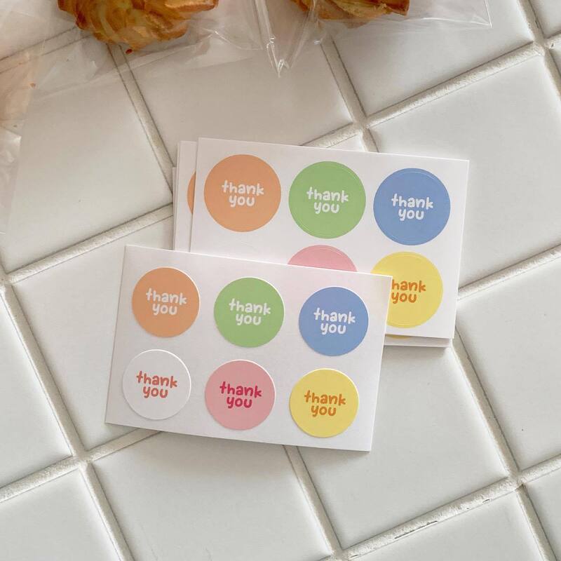 6-Pack of Round Colorful Thank You Stickers for Sealing, Journaling, Cards, Photos, and Cute Instagram-Style Decorations 6-Pack of Round Colorful Thank You Stickers for Sealing, Journaling, Cards, Photos, and Cute Instagram-Style Decorations