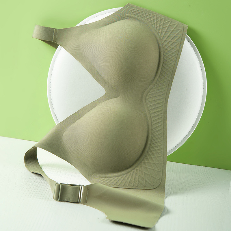 Seamless Plus Size Underwear Women's Thin Large Chest Showy Small Steel Ring-free Adjustable Breast-closing Sports Anti-sagging Bra