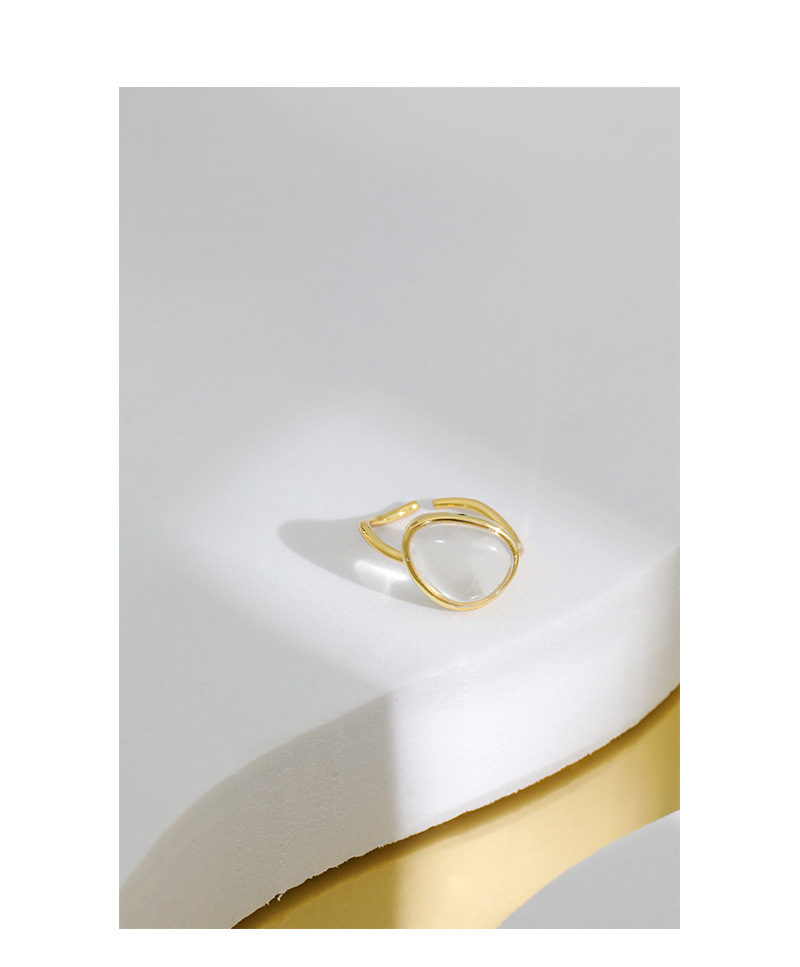 Korean micro-inlaid moonstone crystal S925 sterling silver open ring