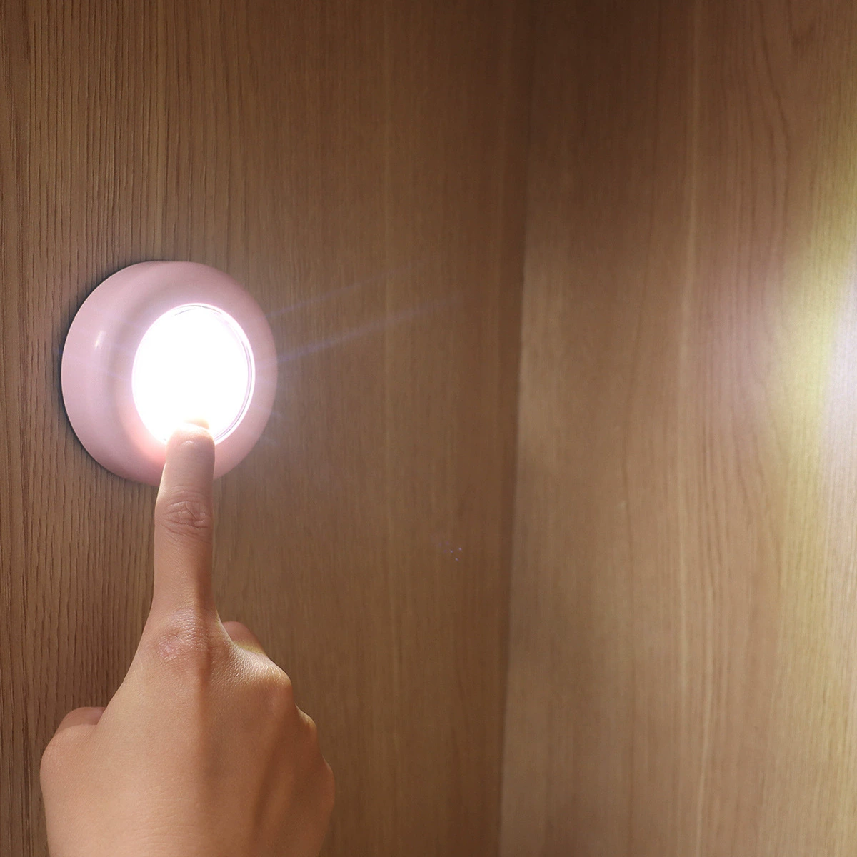 Круглая 3‑LED сенсорная ночная лампа, 0,7 Вт, компактная тумбочка/под полку светильник, серебристый/розовый/белый
