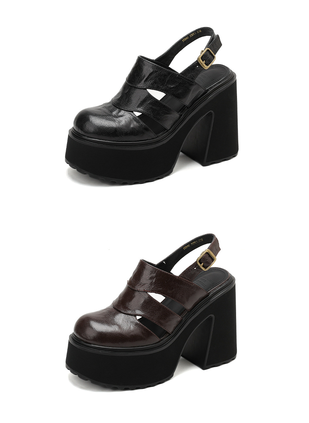 Sandal cao gót nữ đế dày quai ngang bọc da, gót 9 cm — màu nâu, màu đen chi tiết 20