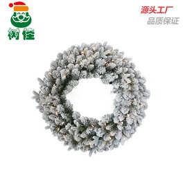 工厂直供亚马逊精美植绒PVC+PE混合圣诞花环加密圣诞装饰创意圣诞
