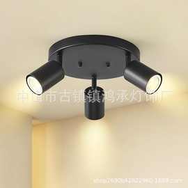 明 装射灯led天花灯三头五头吸顶圆形走廊图片墙免开孔客厅无主灯