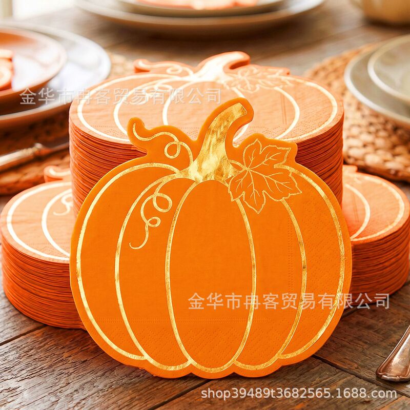 Pumpkin Paper Napkins in Orange Color, Disposable Napkins for Autumn Harvest Festival, Halloween Decoration, and Party Supplies Pumpkin Paper Napkins in Orange Color, Disposable Napkins for Autumn Harvest Festival, Halloween Decoration, and Party Supplies