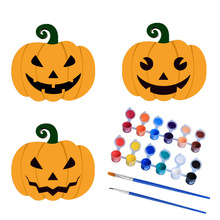 厂家直供万圣节南瓜木片diy感恩节绘画白胚木板diy激光镂空木片