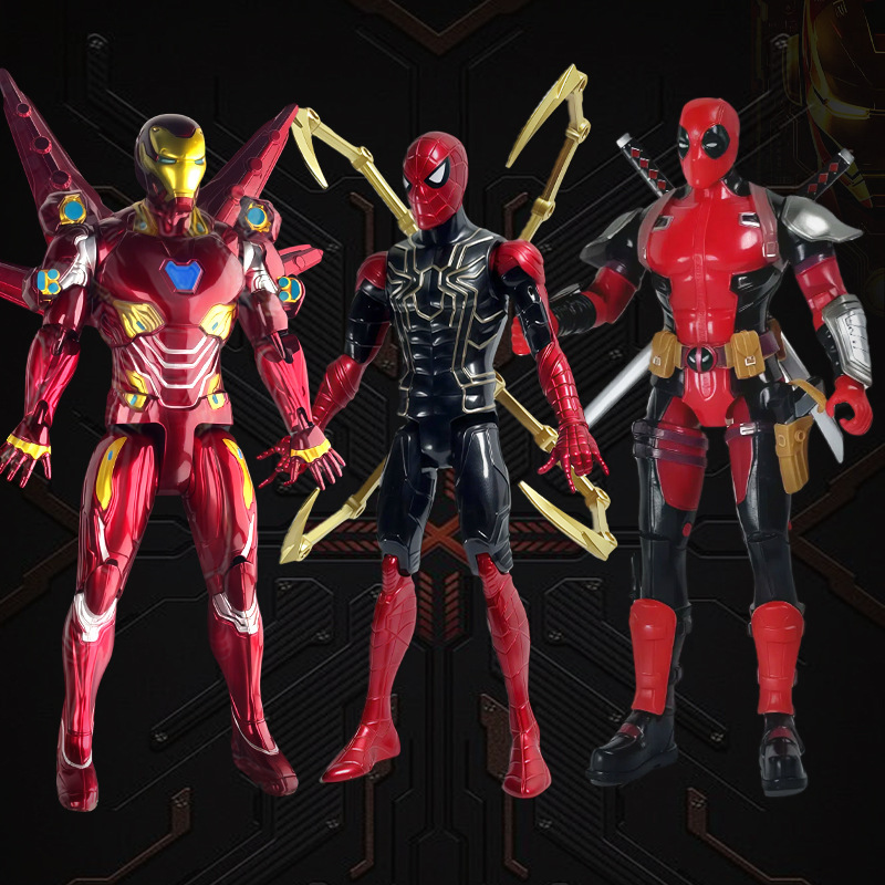 クロスボーダー子供男の子アベンジャーズアイアンスパイダーマンヴェノムブラックパンサーサノスフィギュアライトオーナメントおもちゃ|undefined