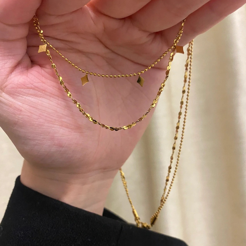 Ariya Is Super Shiny! Washable, Stunningly Beautiful, Layered Double-Layered Necklace with Delicate Small Diamond Square Pieces, Clavicle Chain Necklace, Ins Style Ariya Is Super Shiny! Washable, Stunningly Beautiful, Layered Double-Layered Necklace with Delicate Small Diamond Square Pieces, Clavicle Chain Necklace, Ins Style