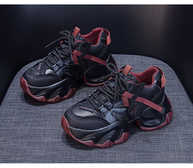 Giày sneaker nữ đế dày platform tăng chiều cao phong cách thể thao thời trang xuân hè 2026 — M2707 màu chì, M2707 màu be, M2707 màu đen chi tiết 28