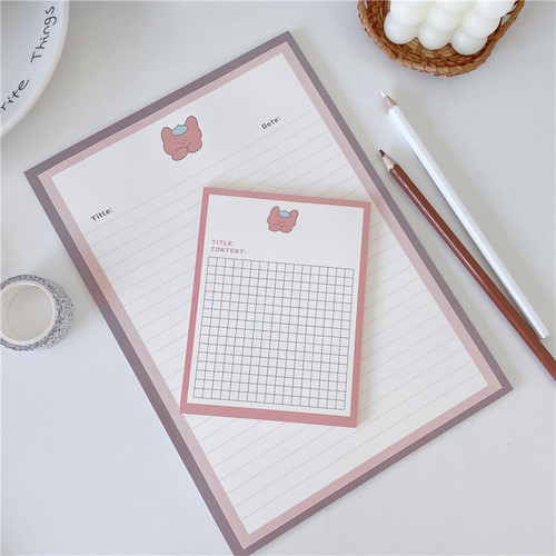 Paper-based non-adhesive note pad, creative cute cartoon bear tearable memo pad, portable B5 key excerpt pad