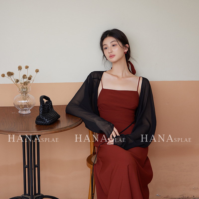 户外休闲春秋百搭慵懒外搭开衫披肩轻薄夏日防晒网纱上衣女H16778