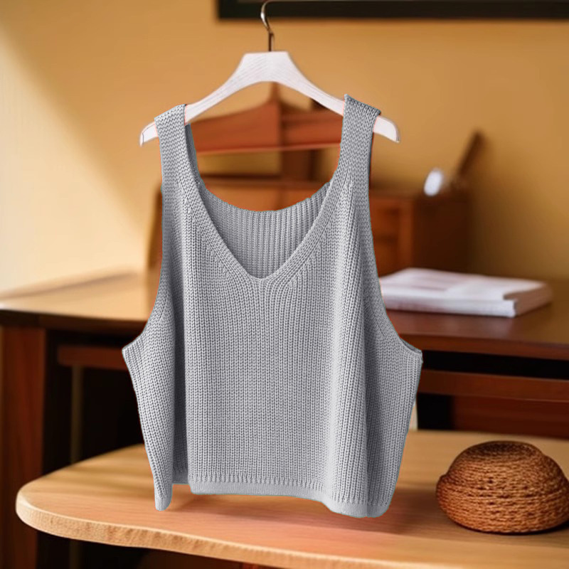 Knitted Vest 2025 Autumn New Style Wool Layered Vest Women's Fashionable Outerwear Solid Color Vest Top