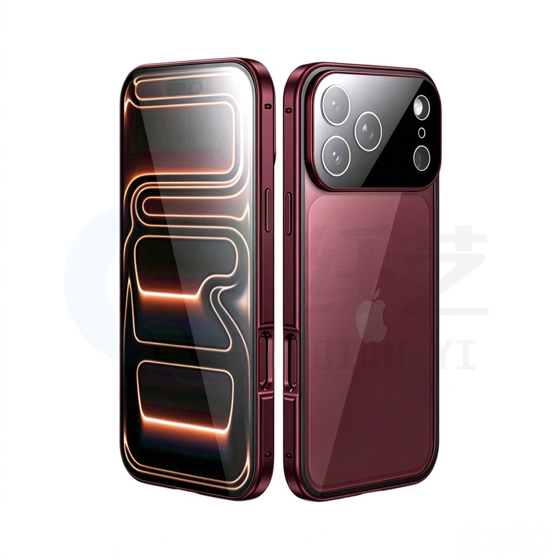 Suitable for Apple 18Promax Magneto Mobile Phone Case Iphone17E Double-Sided Glass Protective Lens Metal Anti-Fall Cover