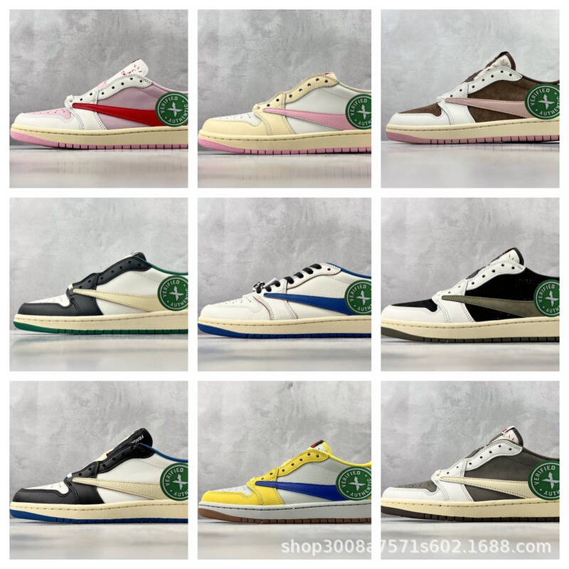 Cross-Border Original Aj1 Lightning Reverse Hook Black Warrior Mocha Sneakers for Men and Women Jordan 1 Low-Top Casual Shoes Sports Basketball Shoes