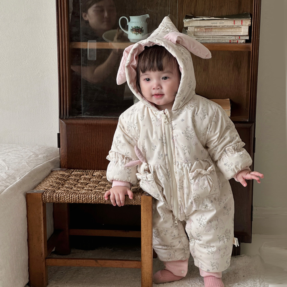 Vestido de una pieza de invierno para recién nacidos, traje de escalada grueso y cálido 0-2 años, mameluco para bebé, traje de salida de estilo occidental para bebés 1