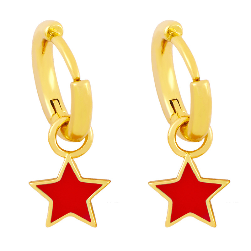 Wholesale Jewelry Five-pointed Star Drop Oil Simple Earrings Nihaojewelry display picture 7
