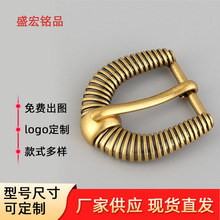 2025新款皮带扣锌合金25mm内径欧美复古条纹金色皮带针扣工厂现货