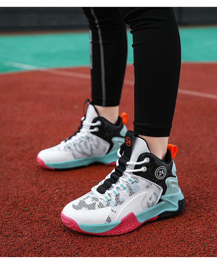 Chlapčenské športové 2022 jarná jesenná sezóna Nová sieťovaná priedušná basketbalová stredná a veľká detská šnurovacia bežecká obuv_voghion.com