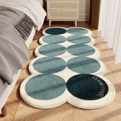 Bedside rug with minimalist high-end feel, faux cashmere shag carpet, shaped anti-slip tatami mat cushion, living room sofa throw rug, foot pad