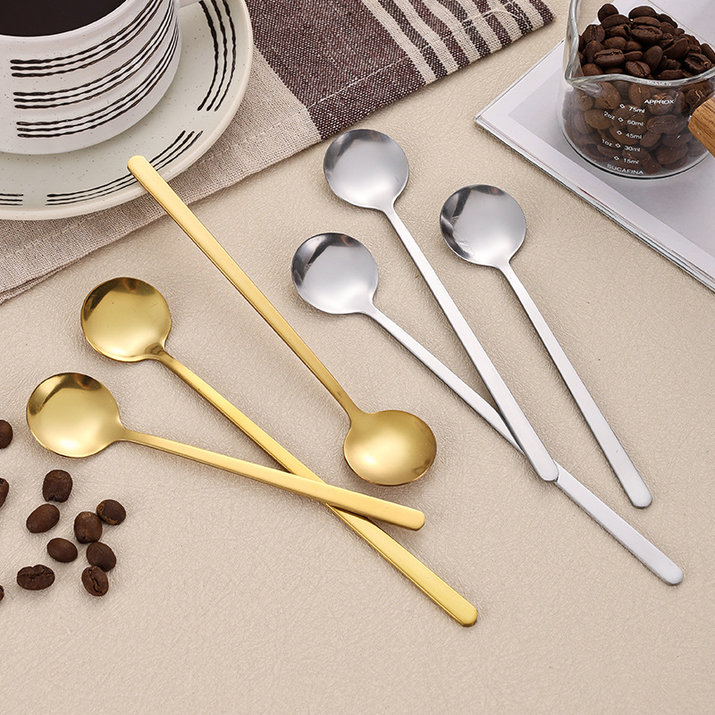 Edelstahl Kaffeelöffel Rund Mit Langem Griff Für Dessert_voghion.com