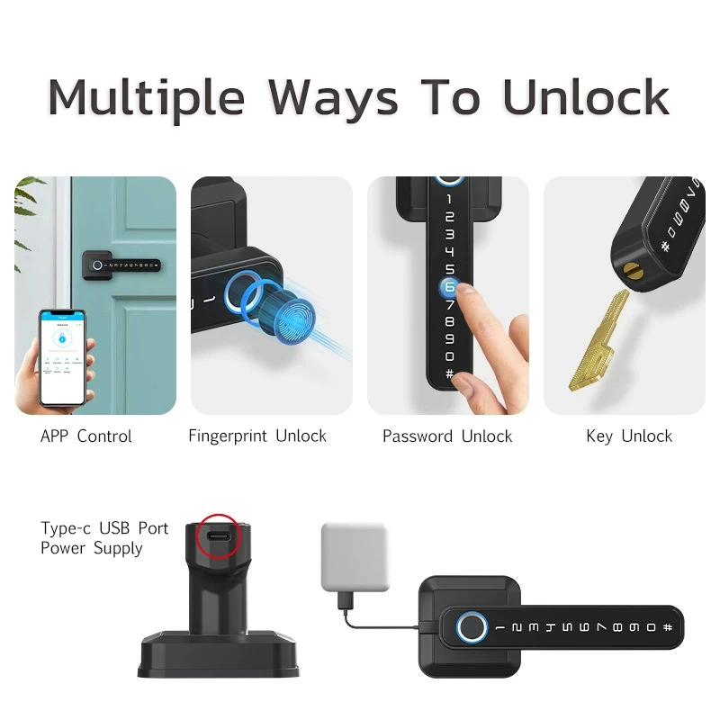 New home anti -theft door fingerprint lock electric graffiti indoor bedroom handle password lock Bluetooth through Bluetooth