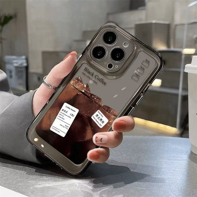 Café americano para iphone16promax funda para teléfono móvil transparente Apple 15 anti-caída 14pro Europa y América 13/12