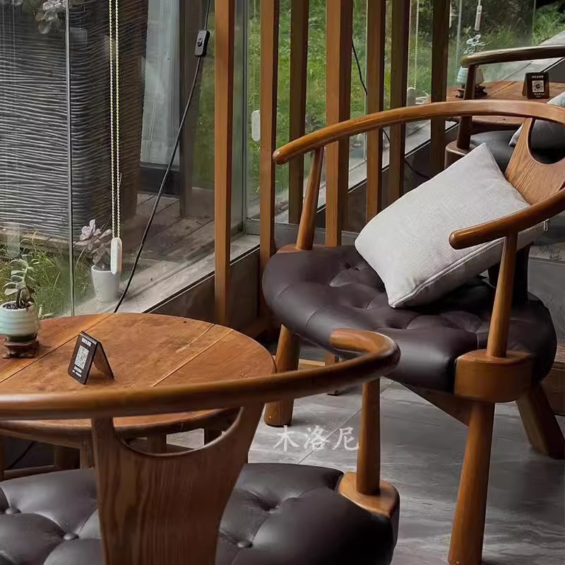 New Chinese-Style Solid Wood Sofa Chair, Simple Home-Use Living Room Single Leisure Chair, High-End Chair with Armrests, All Solid Wood