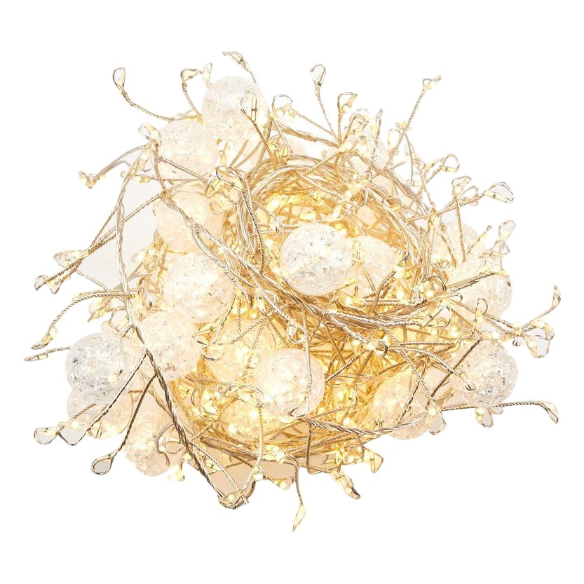 Amazon nuevo LED impermeable hielo crack Bola de alambre de cobre Cadena de luz decorativa luz de color control remoto crack grano fábrica al por mayor