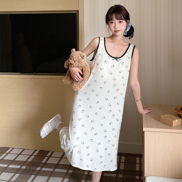 2025, ropa de dormir de cabina de verano chaleco de moda para jóvenes vestidos frescos estudiantes delgados al por mayor