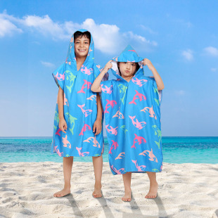 Amazon Hot Selling Kids Quick Dry Bath Towel Cloak Girl Hooded Cotton Beach Bathrobe Swimming Fitness Cloak