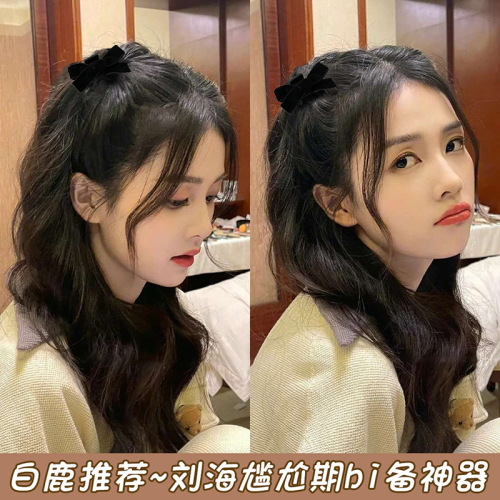 Black velvet bow clip small princess hair clip female side bangs clip hair clip autumn and winter clip headwear