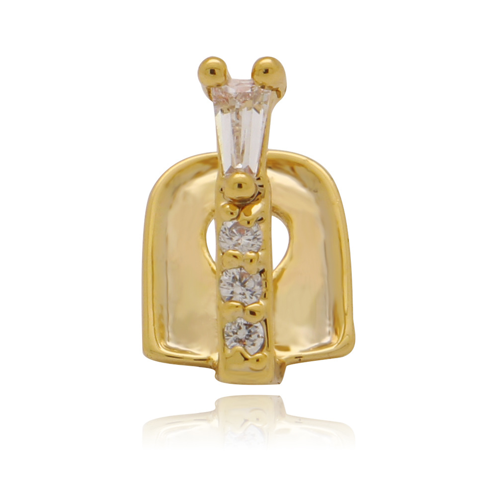 18K electrochapado micro incrustaciones de circón 4A en forma de palo solo hip hop tirantes para hombres y mujeres de Halloween parrillas