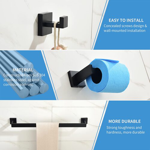 Stainless steel towel rack bathroom storage rack bath towel rod paper towel holder bathroom hook bathroom pendant hardware set
