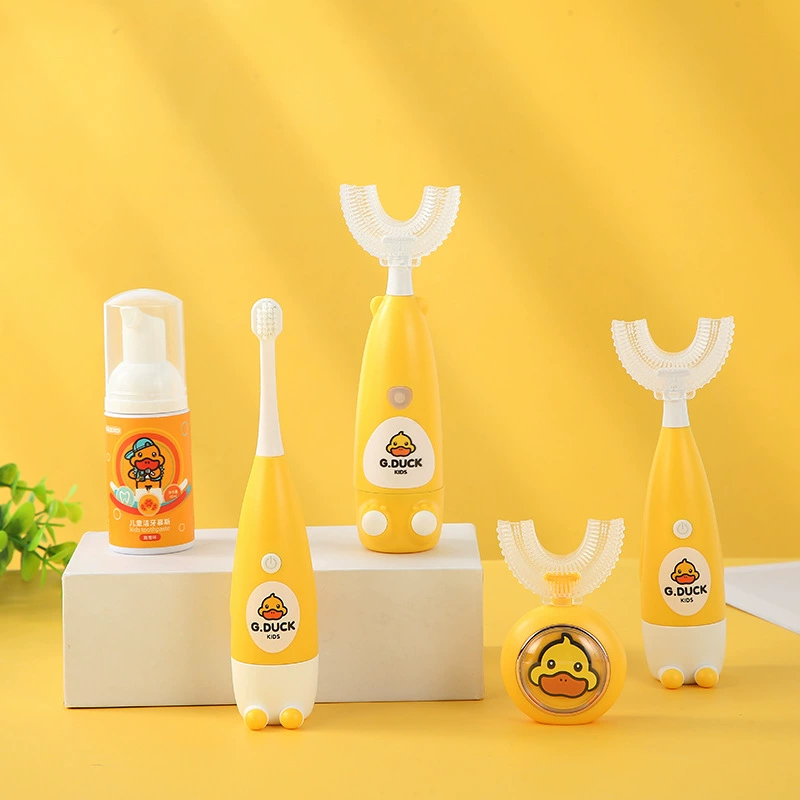 BDuck, силиконовая электрическая детская карманная мягкая зубная щетка набор