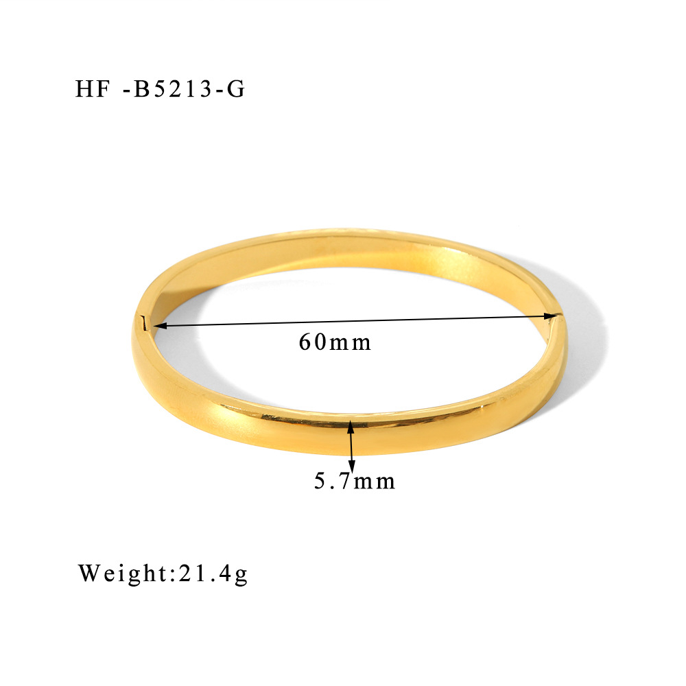 304 Stainless Steel 18K Gold Plated Basic Modern Style Classic Style Plating Round Solid Color Bangle display picture 10