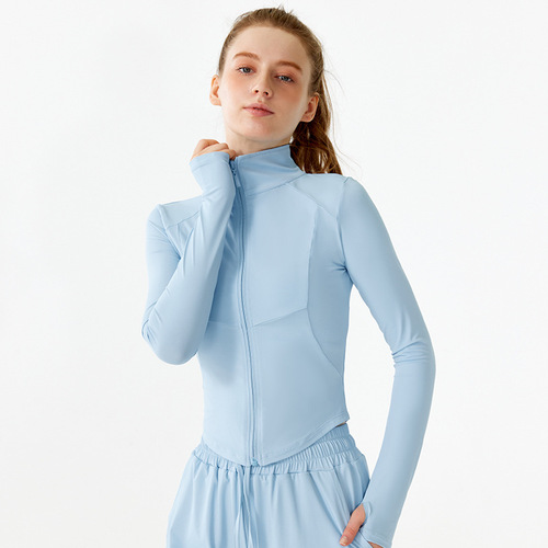 Sun protection UV protection women's zip-up sport coat summer breathable quick-dry fitness top long-sleeve yoga top