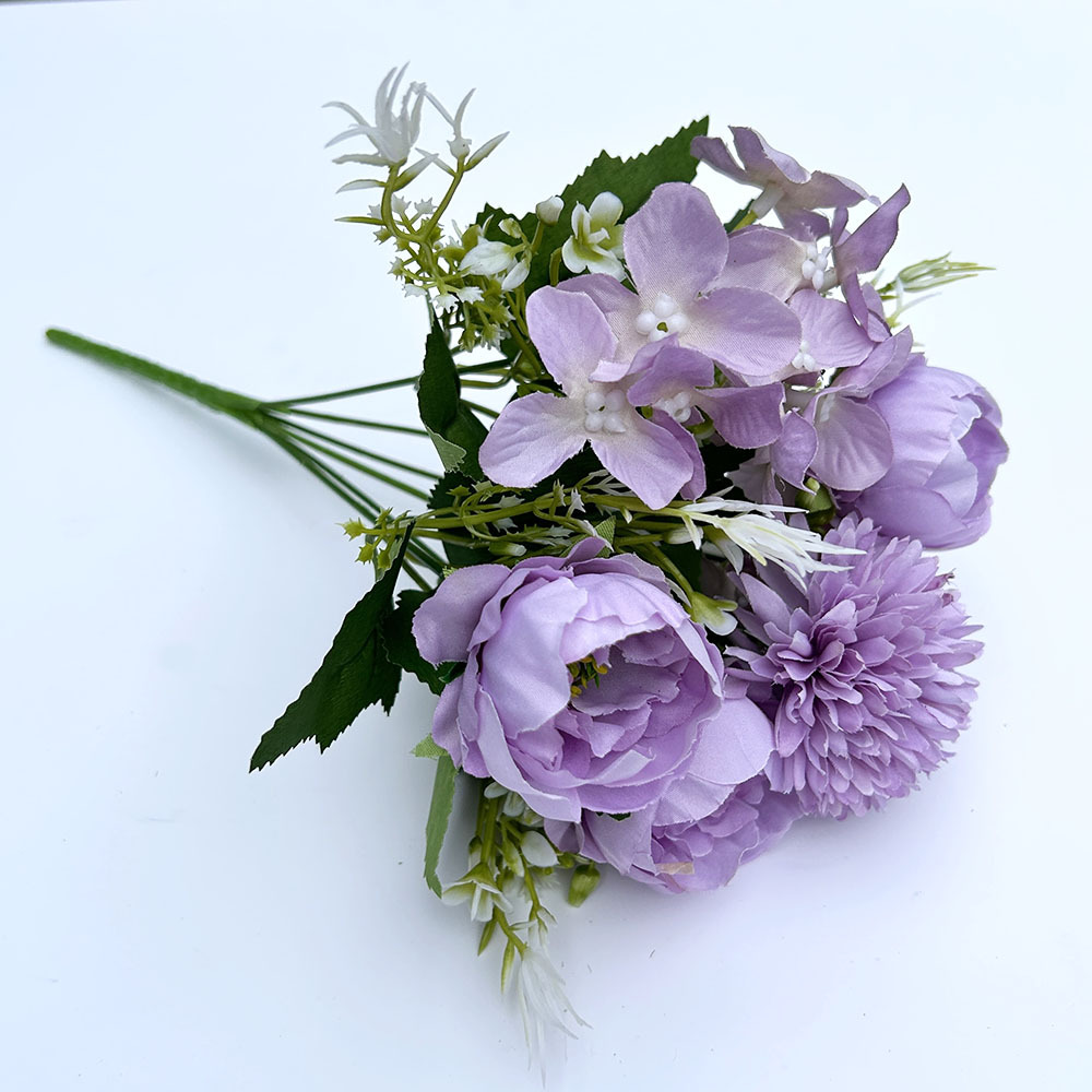 Artificial Flower Bouquet Nordic Rose Peony Hydrangea Wedding_voghion.com