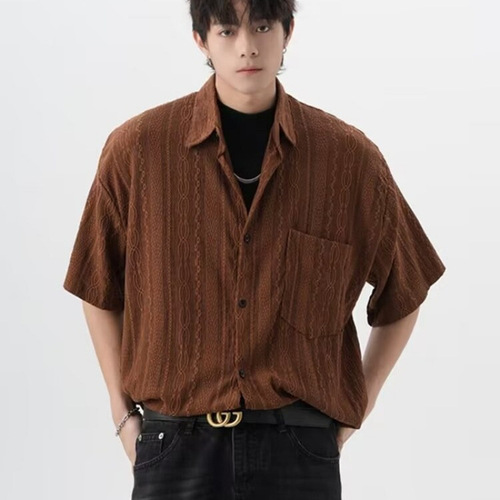 Popular retro shirt men's summer clothing, Hong Kong style loose casual and versatile interesting new men's tops outside wear