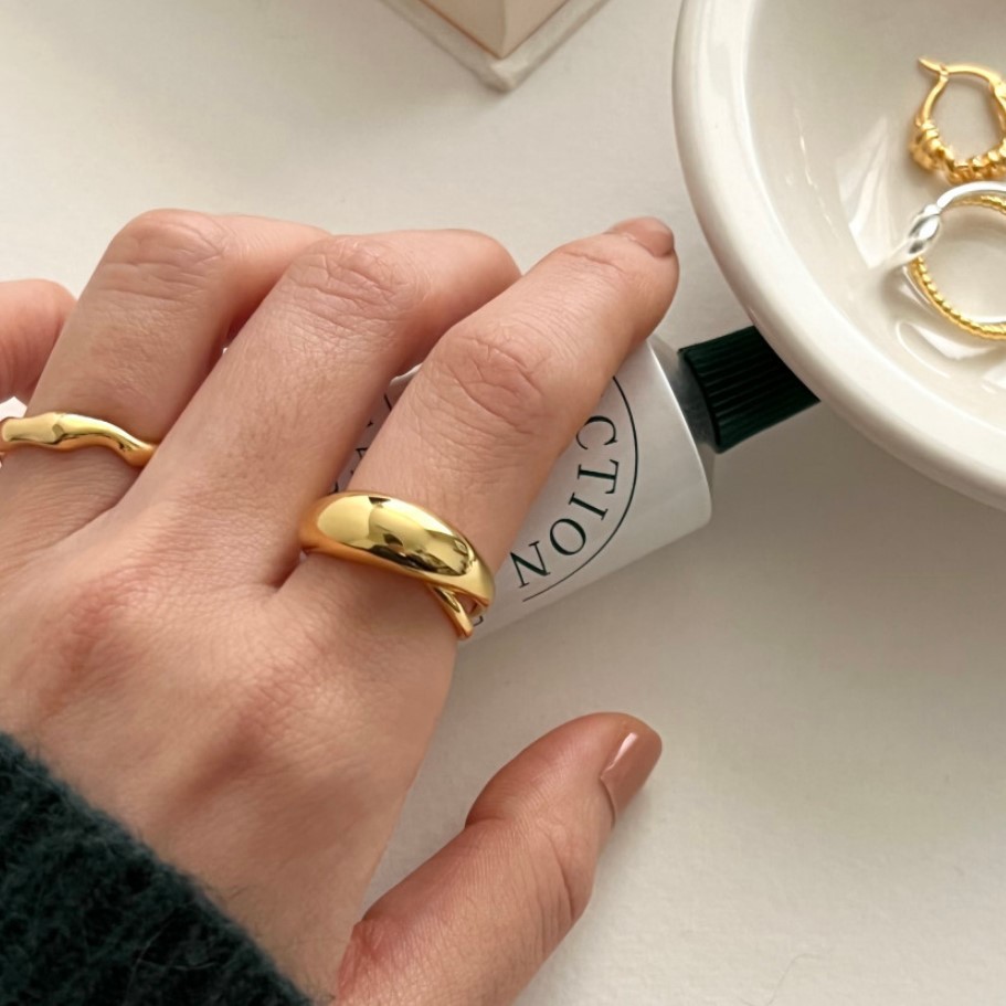 5g Weight 18K Gold Plated 925 Sterling Silver Solid Color Open Rings 925 Sterling Silver Rings