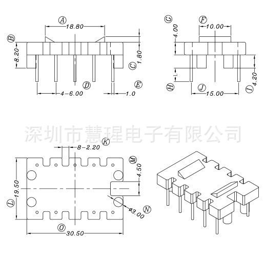 HX-011 Dock Ring base BASE inductance Transformer Skeleton 5 5-pin 30.5mm*19.5mm