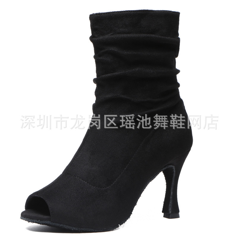 Autumn and Winter Foreign Trade Dance Boots Comfortable Rubber Sole Modern Jazz High Heel Soft Sole Cha Ballroom Party Dance Shoes