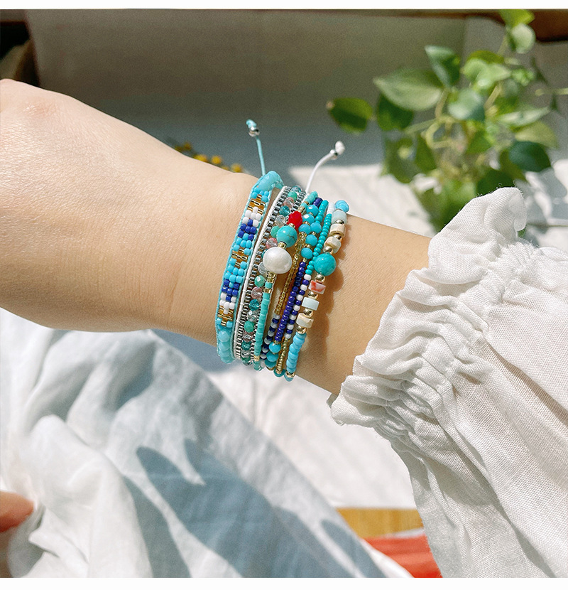 Ethnic Style Color Block Glass rope Inlay Artificial Pearls Womenu0027S Bracelets
