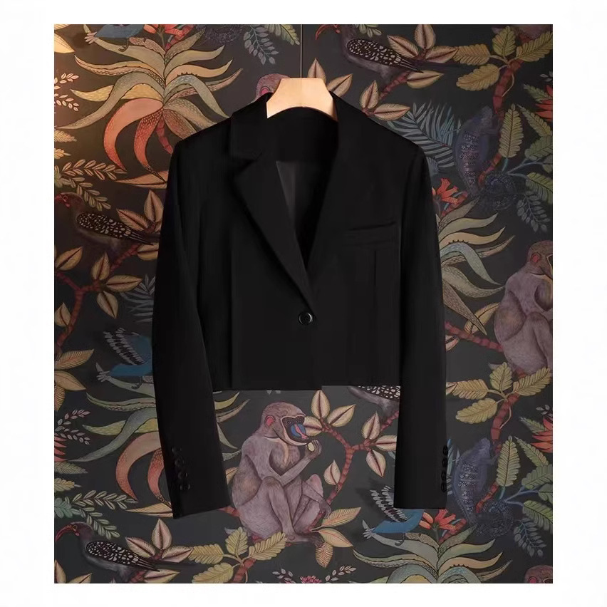 Qin Lan's Same Style High-End Black Blazer for Petite Women, 2026 Spring and Autumn New Model, Super Stylish Suit Outerwear