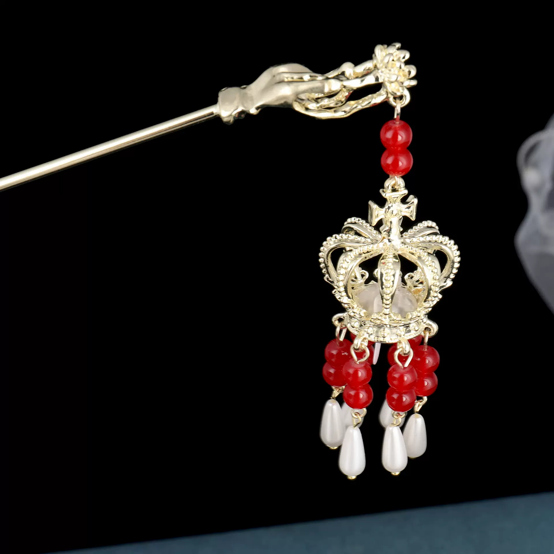 新中式古风发光流苏灯笼簪子发簪红色马面裙汉服配饰发饰头饰